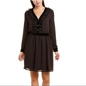 The Kooples Dot Pleated sheath flutter dress sz M